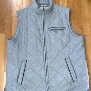 Jos A Bank Mens Insulated Wool Quilted Jacket Vest Gray XL